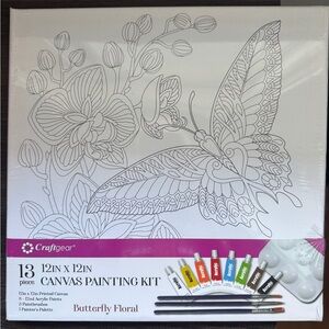 Butterfly & Orchid Flower Canvas Painting Kit for Adults